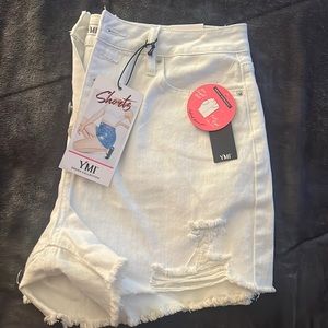 White jean shorts